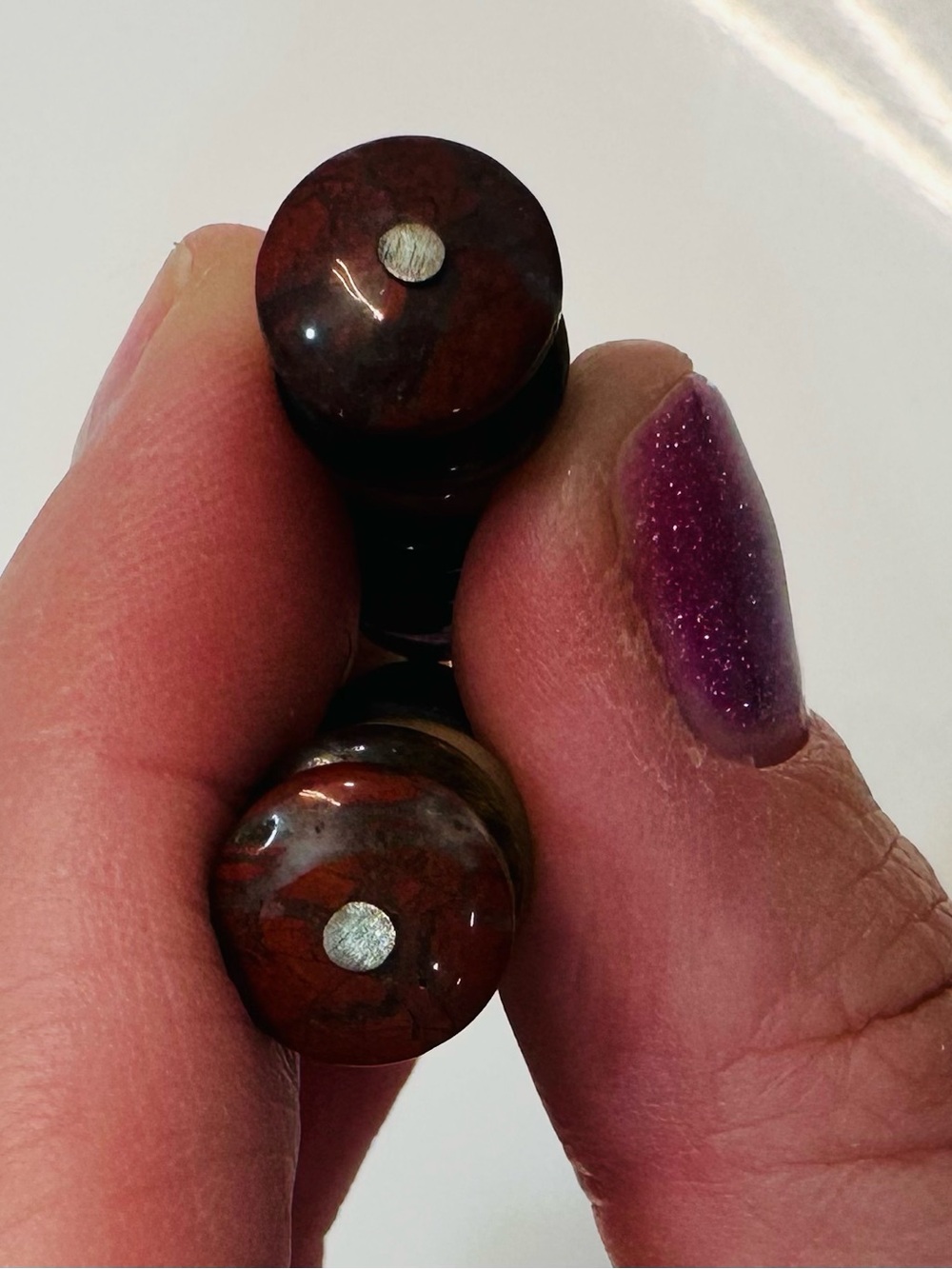 Handmade Rainbow Stacked Genstone Earrings - Picture 3 of 7